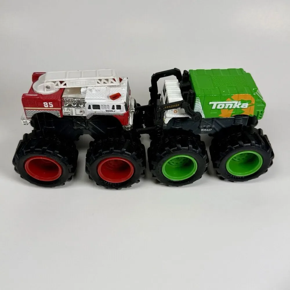 Tonka Metal Movers Garbage Truck, School Bus Fire Trucks Diecast Monster Trucks